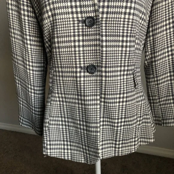 Lifestyle Attitude by Larry Levine Collarless Houndstooth Jacket M Grey White - Picture 4 of 15